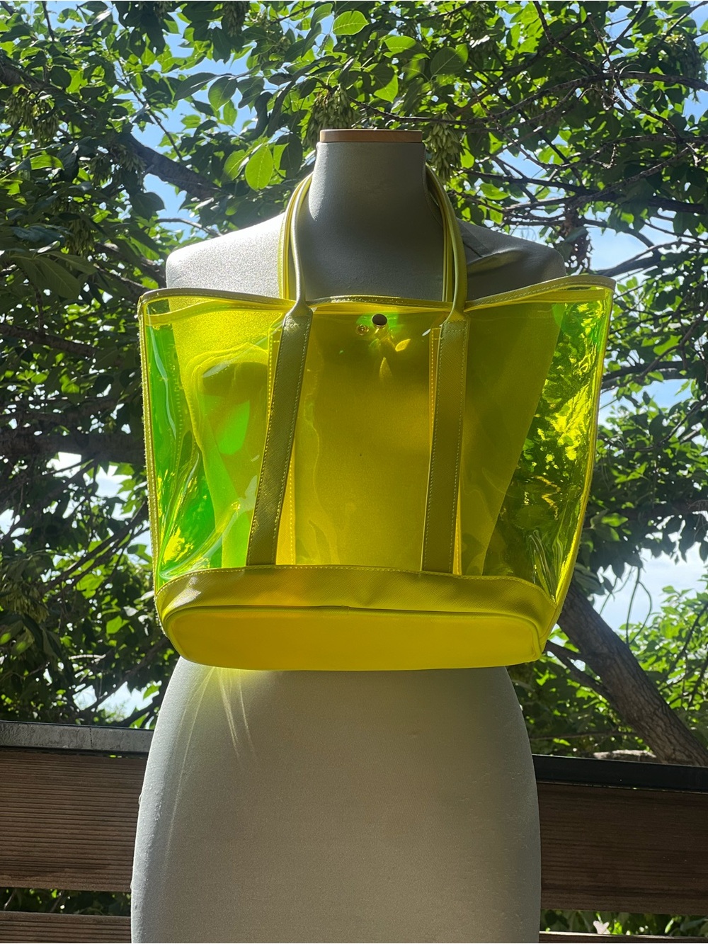 Yellow Transparent Tote Bag - Clear PVC Beach Tote - Picture 2 of 6